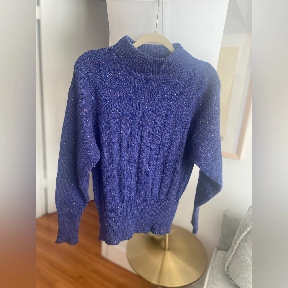 Blue Cable knit Y2K Sweater M Preppy Vintage 90’s Grandma - Picture 5 of 15